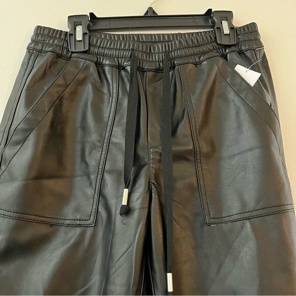 BLANK NYC No Guidance Ankle Elastic Waist Vegan Leather Pants Black Size 24 NWOT - Picture 2 of 5